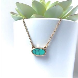 Natural turquoise semi precious oval stone beautiful western necklace